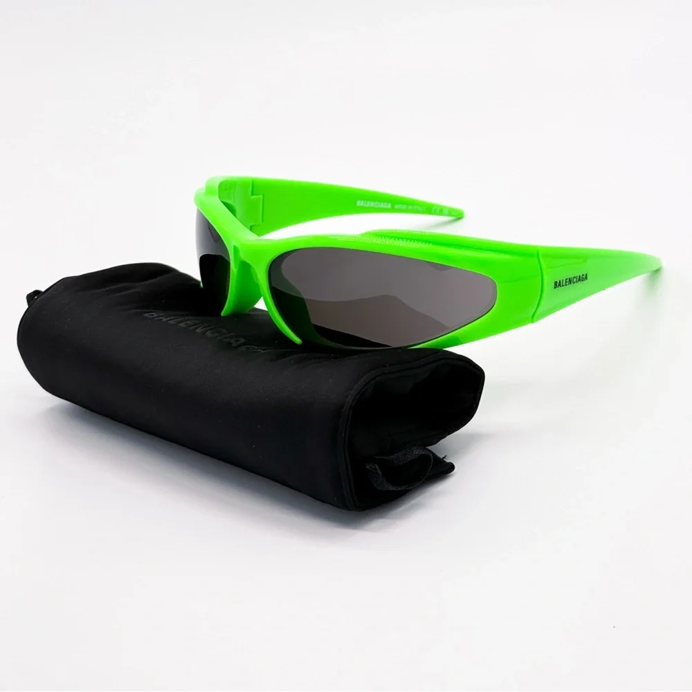 NEW BALENCIAGA BB0253S 005 OVAL GREEN GREY UNISEX SUNGLASSES BALENCIAGA